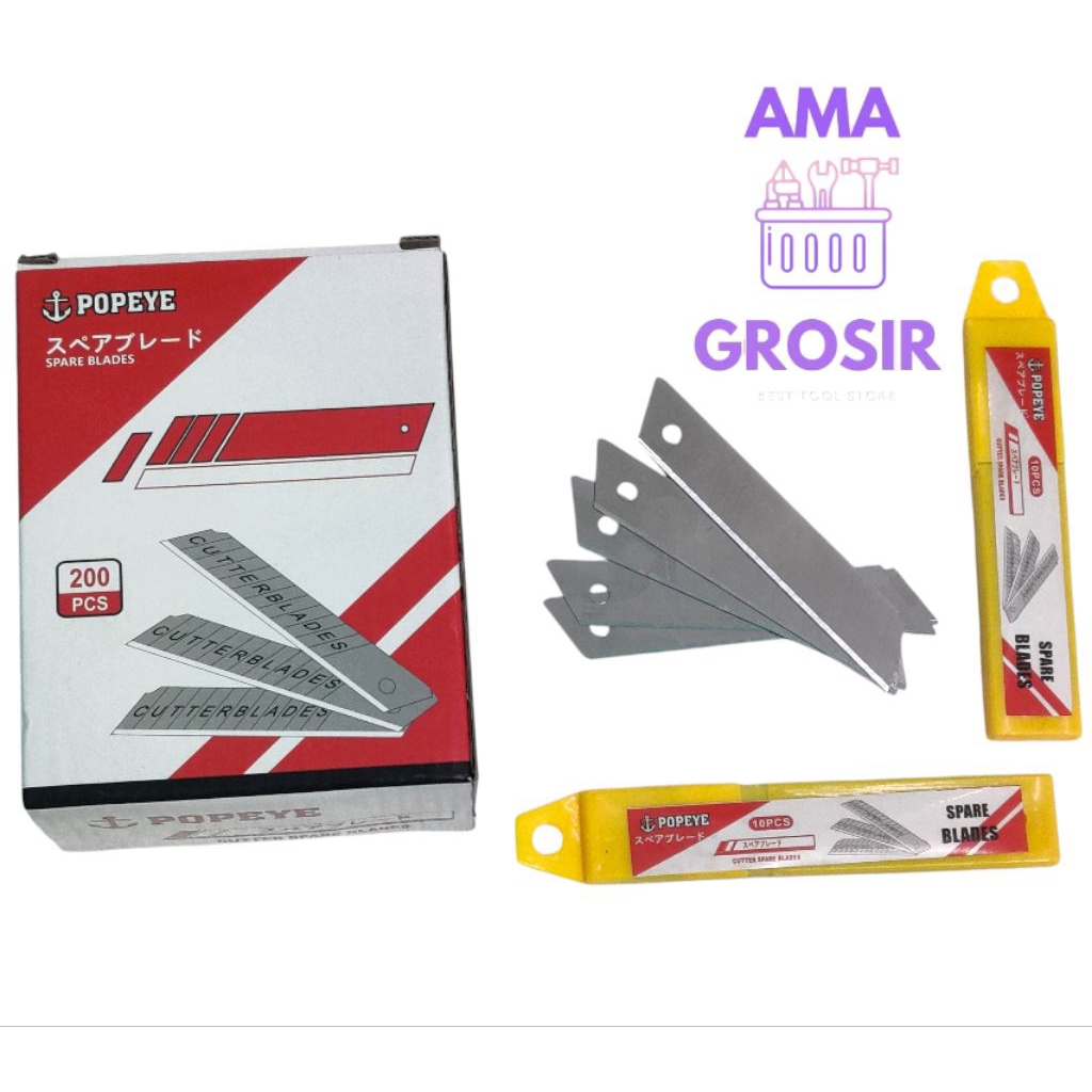 

1 BOX ISI CUTTER BESAR POPEYE 200 pcs // Isi cutter tajam bagus murah // Grosir Isi Cutter Besar