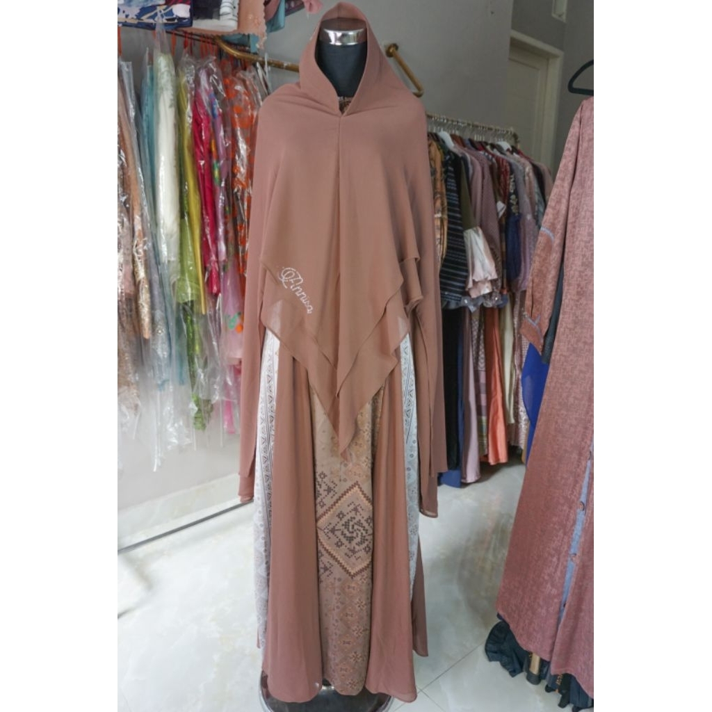 READY - Gamis Syari Premium by Annisa Syari / Gamis Silk Printing Mix ceruty