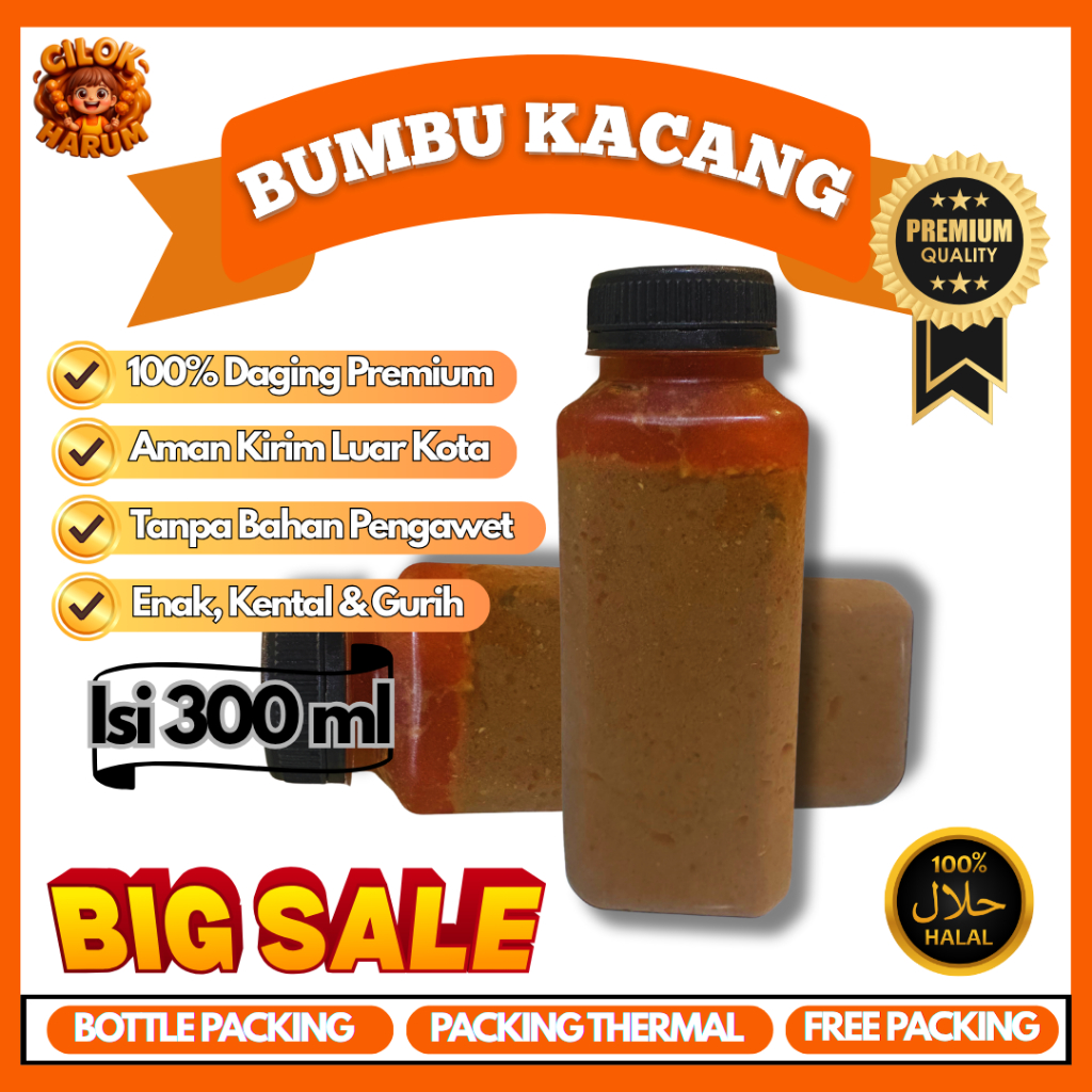 

Bumbu Kacang Cilok 300ml Enak Kental Gurih Tanpa Pengawet - Bisa Kirim Luar Kota Halal Premium