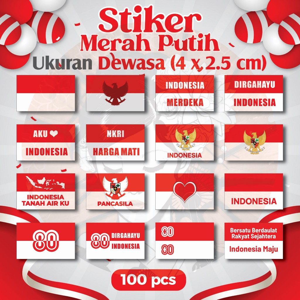 

Stiker Pipi Merah Putih 100 Pcs / Sticker Bendera Pipi / Stiker Tempel Pipi / Ukuran Besar Dewasa
