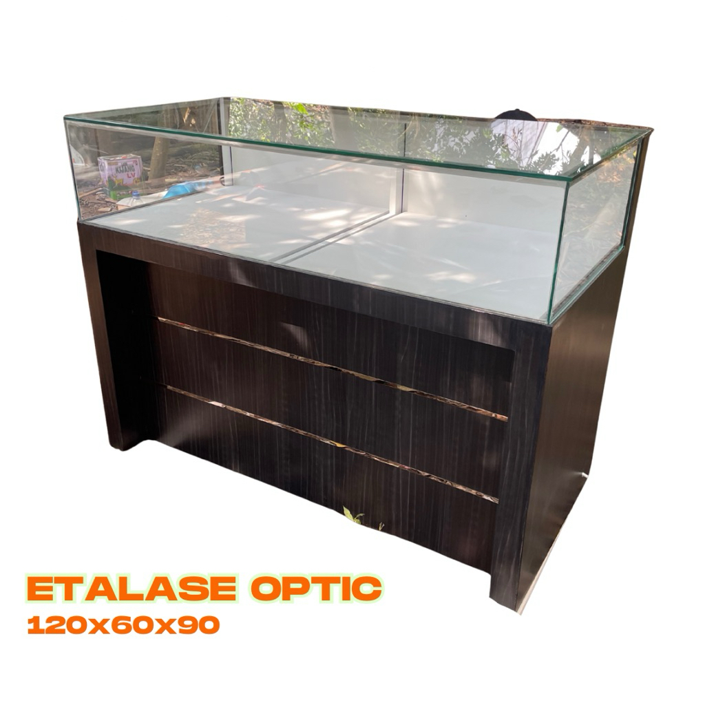 Etalase Optik Kaca LED Ukuran 120x60x90