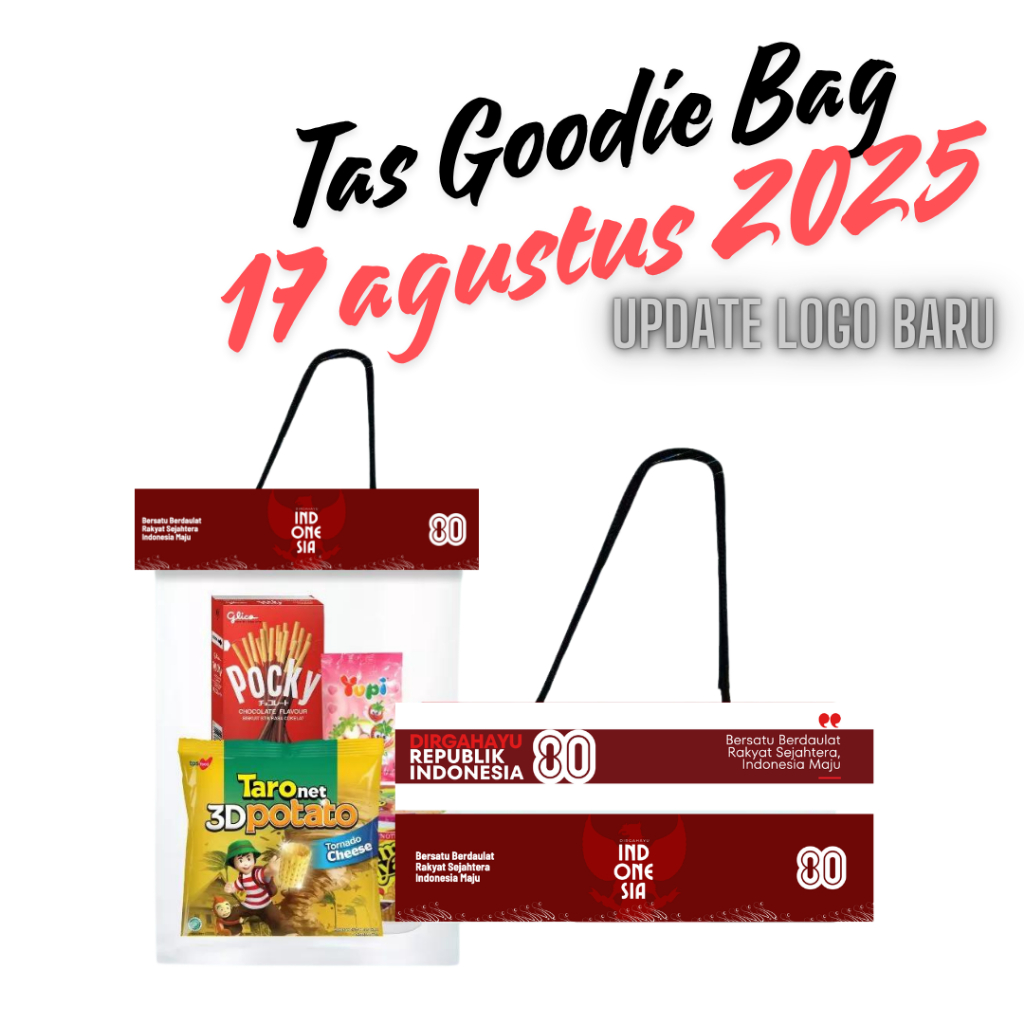 

Label bisa custom Tas goodie bag Set Plastik Snack 17 agustus