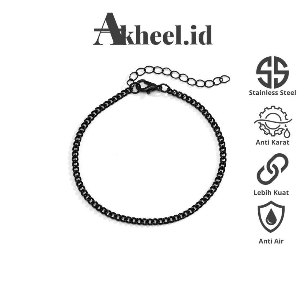 GELANG RANTAI HITAM PRIA MINIMALIS GELANG RANTAI ANTI KARAT ANTI LUNTUR GELANG RANTAI SIMPEL ELEGAN