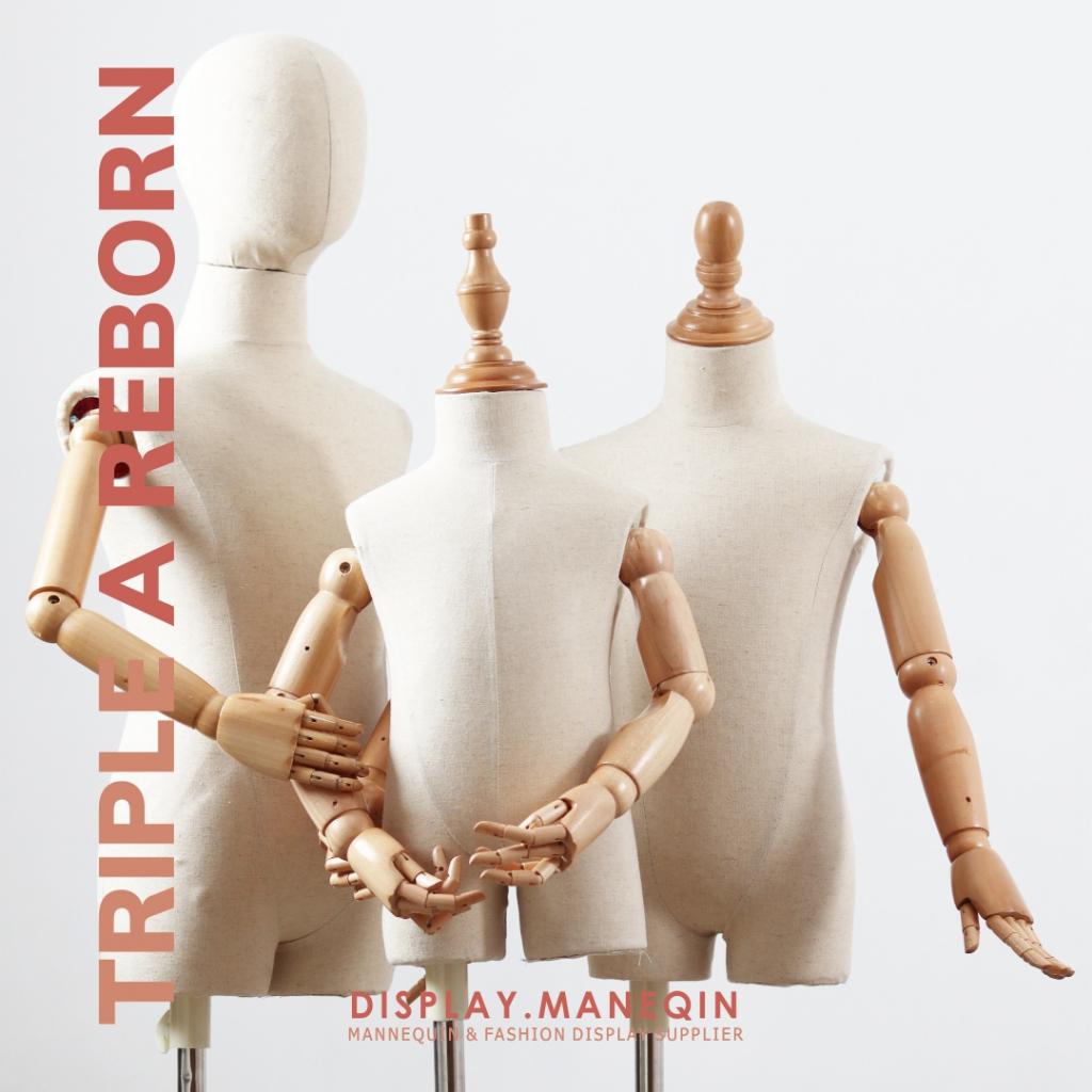 Manekin Anak Triple A Reborn DM470 Display Patung Foam Anak FREE 3 Kepala Kayu dan Foam Tangan Kayu