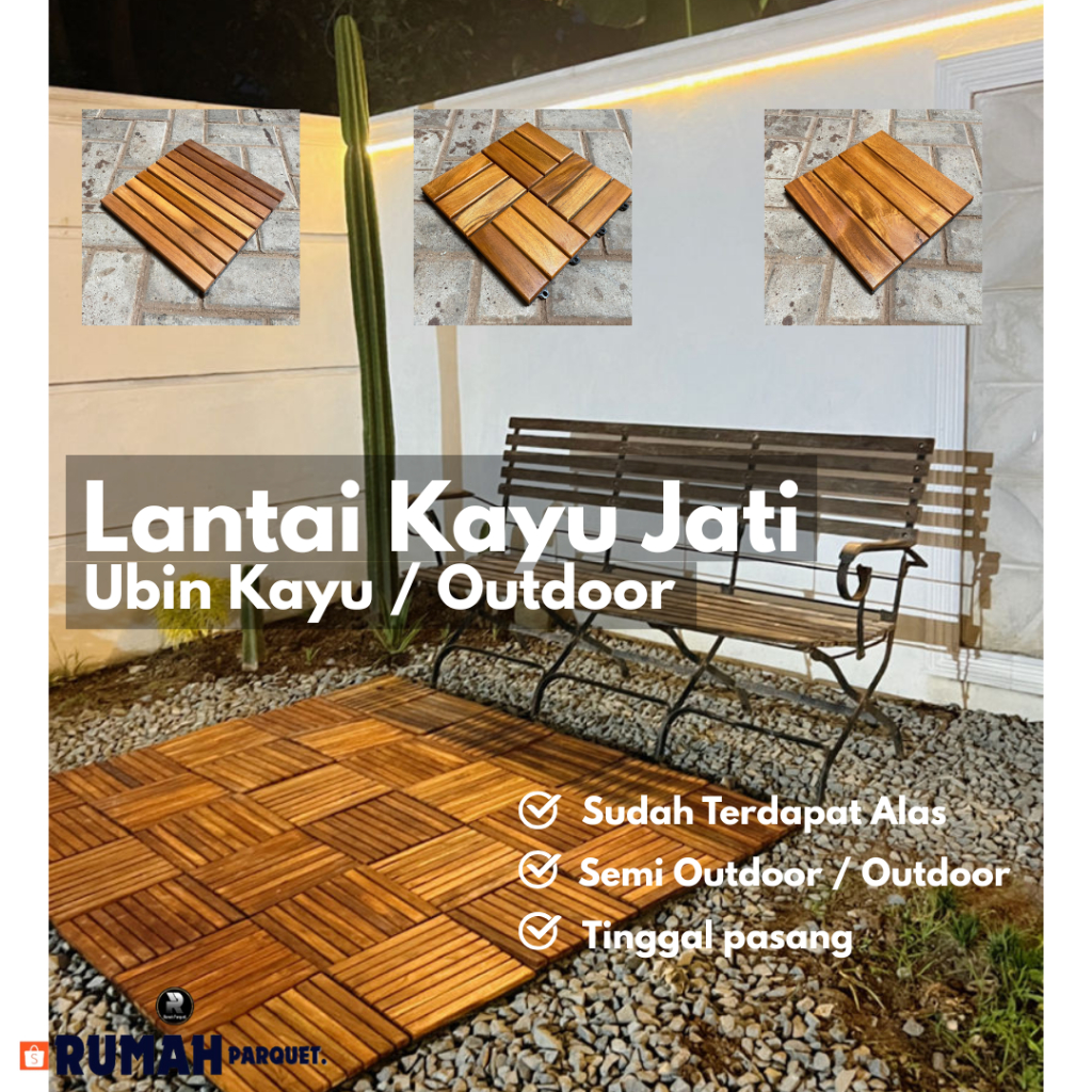 Lantai kayu Decking Abu - putih/ Decking Tile/ Ubin Kayu Jati/Lantai Rumah
