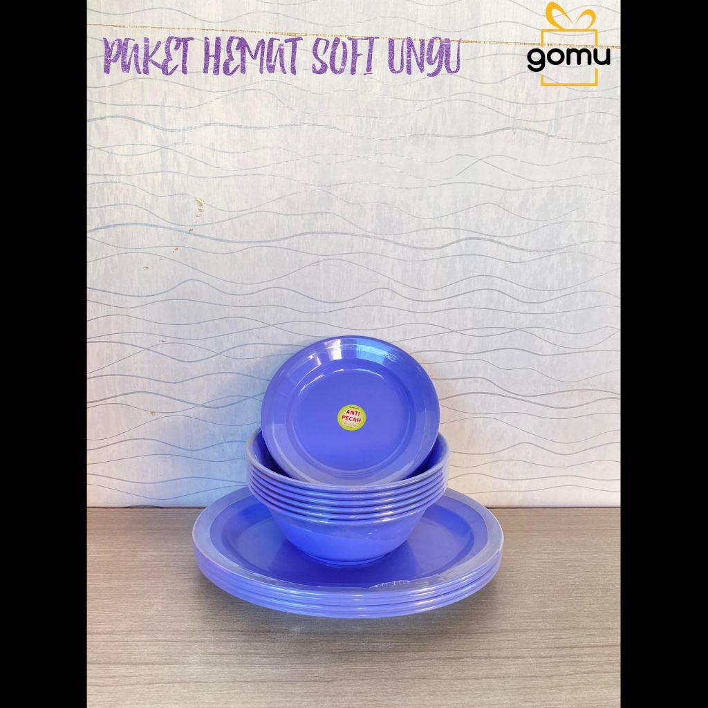 PAKET HEMAT SOFI UNGU ( PIRING BULAT , PIRING OVAL, MANGKOK )