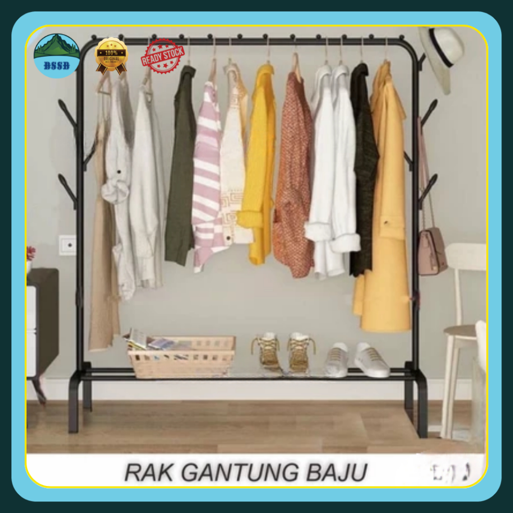 Rak Baju Gantung Minimalis | Gantungan Baju Besi Kokoh Hemat Tempat
