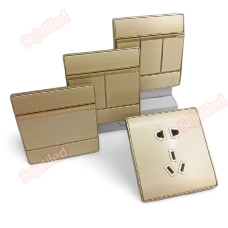 Saklar Lampu Listrik - Sakelar Dinding Rumah Mewah Gold Grey