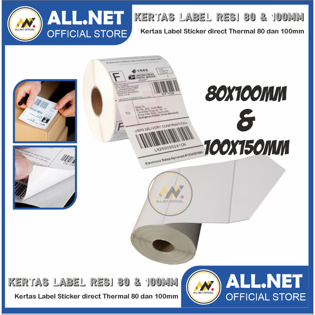 

Kertas Thermal Barcode 3 line 33x15 mm label harga / Resi 80 dan 100mm 80x100mm & 100x150mm