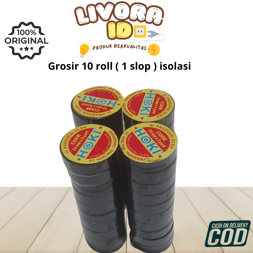 

Grosir 10 roll ( 1 slop ) isolasi /isolasi hitam listrik masking tape - 1 slop