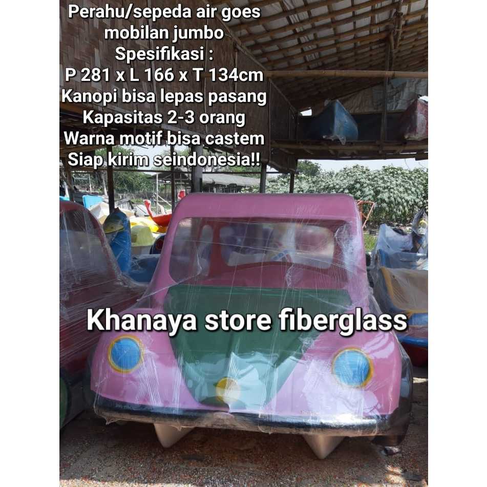 Perahu wisata mobil gowes fiberglass jumbo,mobilan gowes,perahu gowes,bebek gowes,angsa gowes
