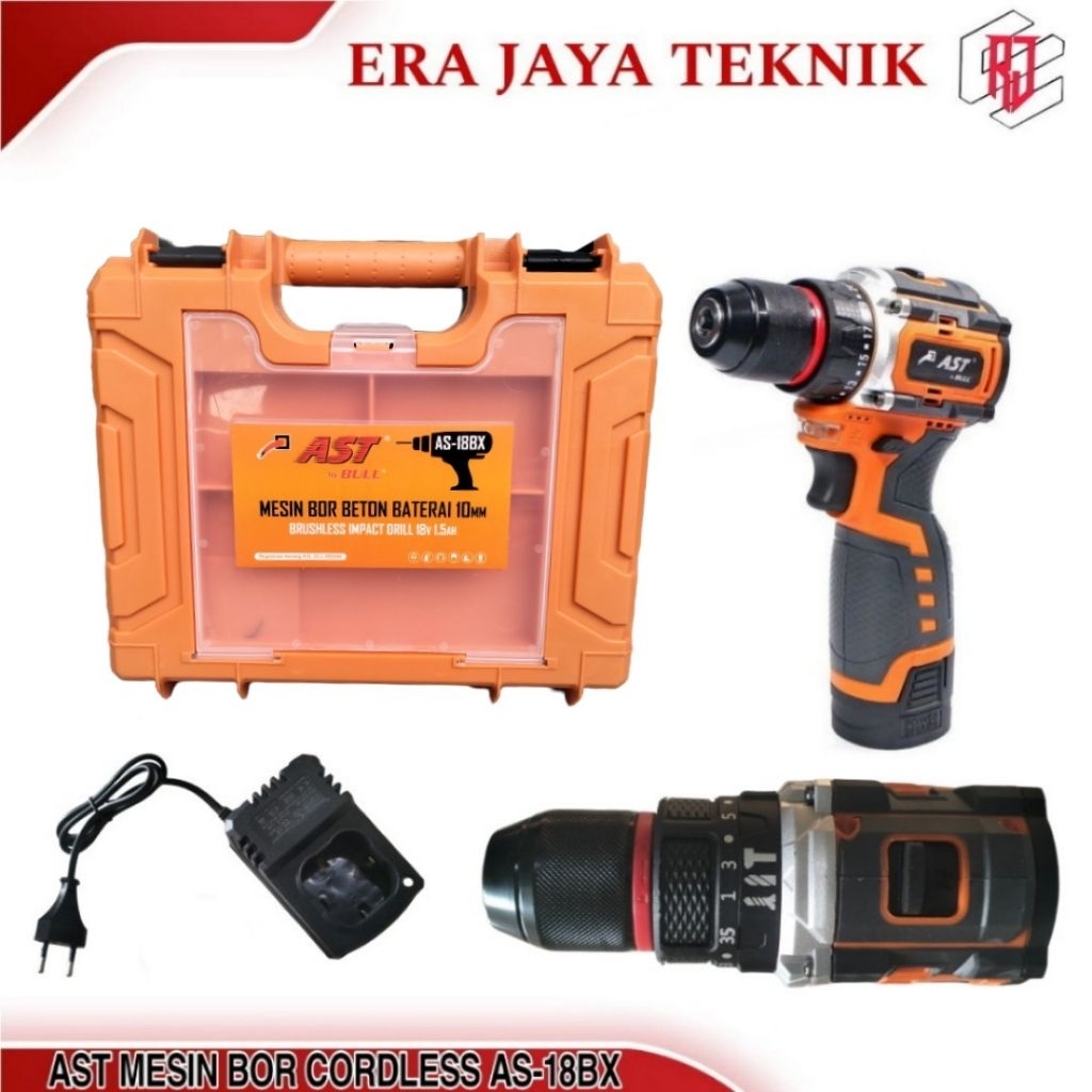 AST Mesin Bor Beton Baterai 10mm AS-18BX 18V Brushless Cordless Impack Drill