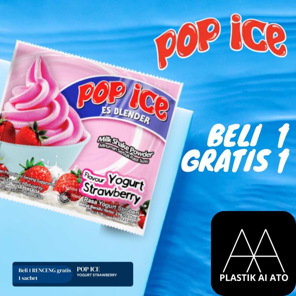 

Pop Ice Milk Shake Powder Yoghurt Stroberi 25 Gr 10 Pcs / Serbuk Pop Ice / POPES BLENDER