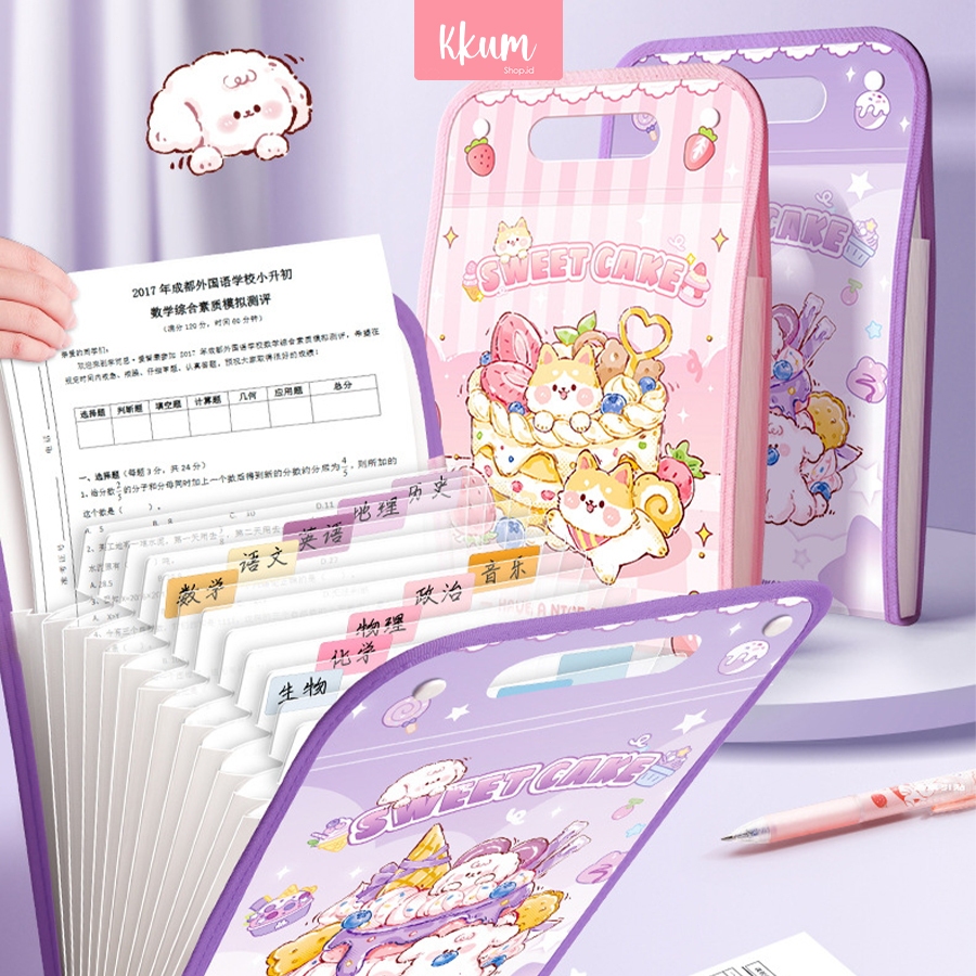 

Tempat Penyimpanan Kertas Ukuran A4 / Tas Les Map File Ujian Berlapis 13 Sekat