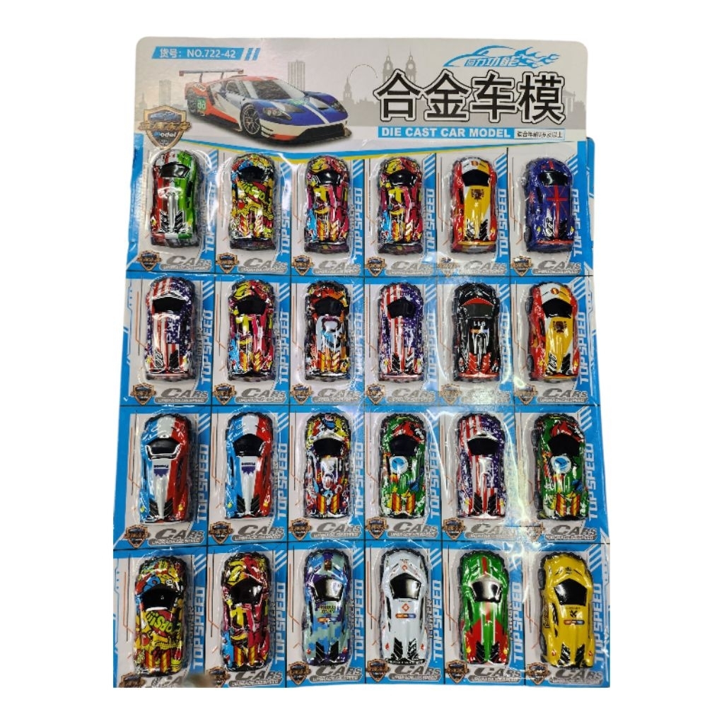 1Lembar Mainan Anak Mobil Balap Diecast Mini Metal  Isi 24 Mobil Kecil Racing Anak Cowok