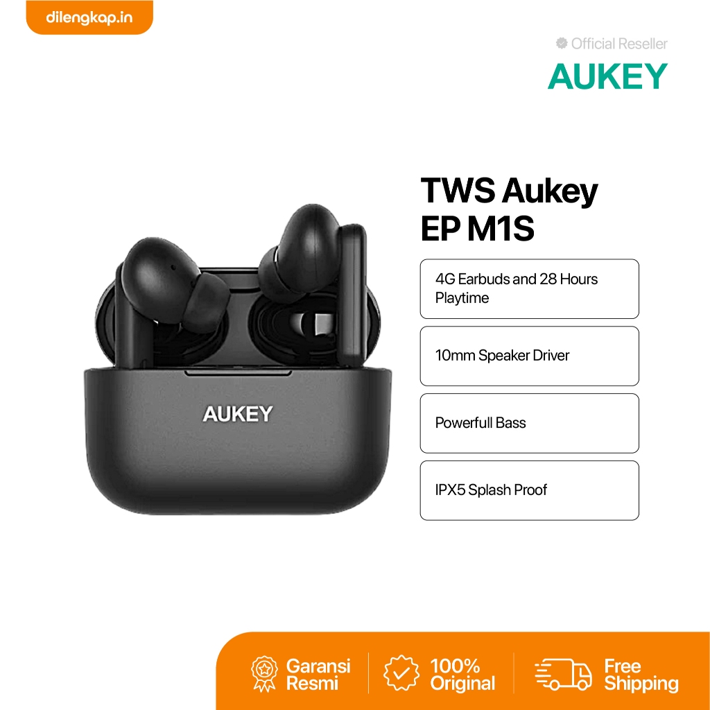 TWS Aukey EP-M1S Black - New Original Resmi
