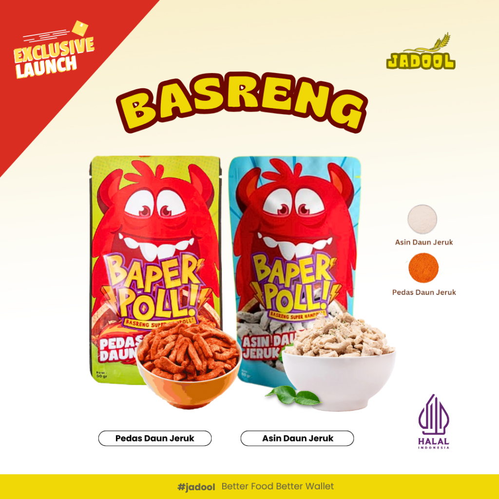 

JADOOL Basreng Pedas Daun Jeruk & Asin Daun Jeruk | Basreng (isi 50gr) Bumbu Tebal Tanpa Bahan Pengawet