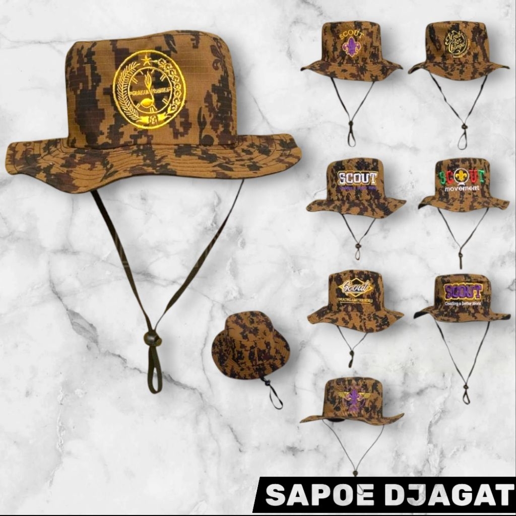 TOPI RIMBA LORENG PRAMUKA / TOPI RIMBA DEWASA BAHAN RIPSTOK