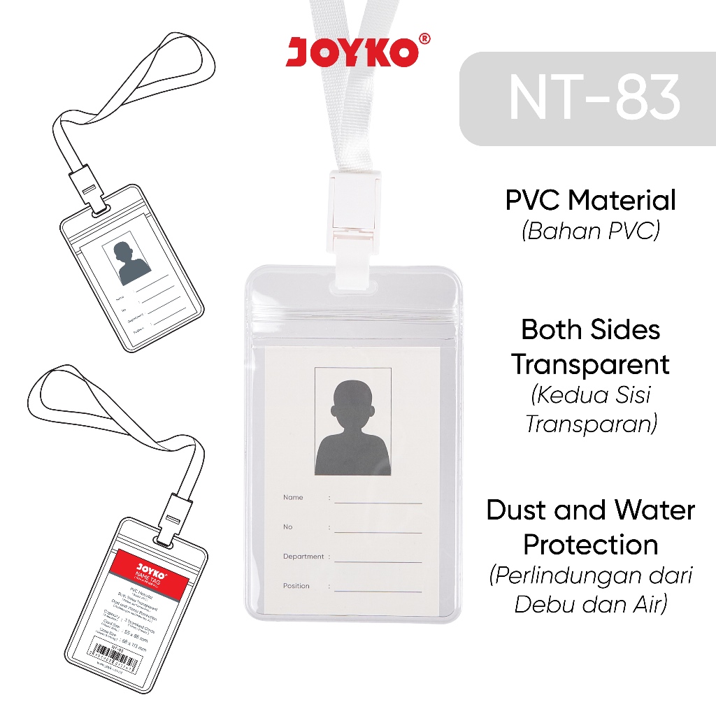 

JOYKO Name Tag + Lanyard NT-83 Soft Plastic Bening