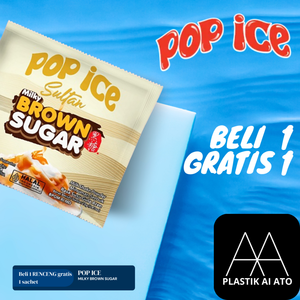 

Pop Ice Milk Shake Powder SULTAN MILKY BROWN SUGAR 23 Gr 10 + 1Pcs BONUS 10 PCS SEDOTAN + PLASTIK