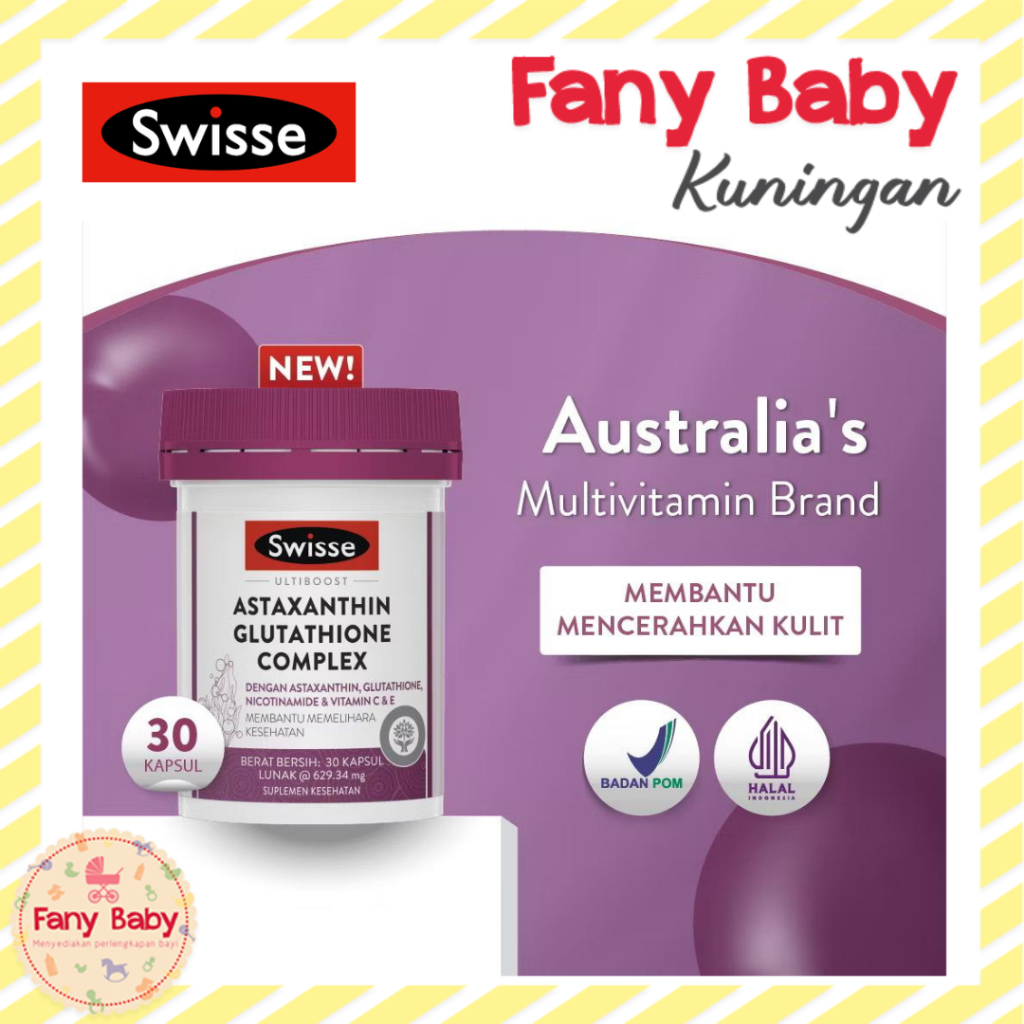 SWISSE ULTIBOOST ASTAXANTHIN GLUTATHIONE COMPLEX 30 CAPSULE | MULTIVITAMIN UNTUK MENCERAHKAN KULIT
