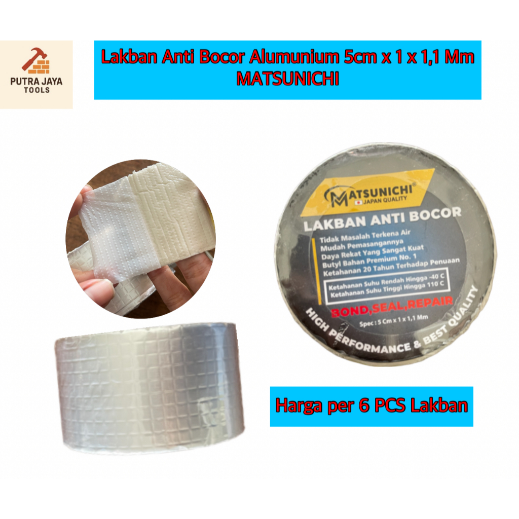 

Lakban Anti Bocor Aluminium 5cmx1x1,1mm MATSUNICHI Harga per 6 PCS