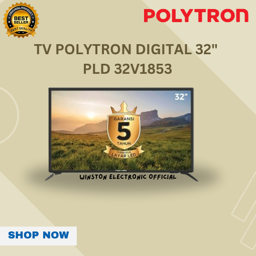 POLYTRON LED TV 32 inch PLD 32V1853 Digital TV (DVB-T2)/POLYTRON LED 32 INCH DIGITAL USB MOVIE/ORI