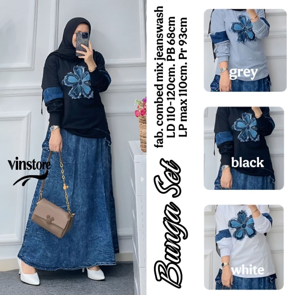 pearl one set rok jeans by hana kemeja jeans crop jaket jeans import kemeja jeans rok cargo denim ro
