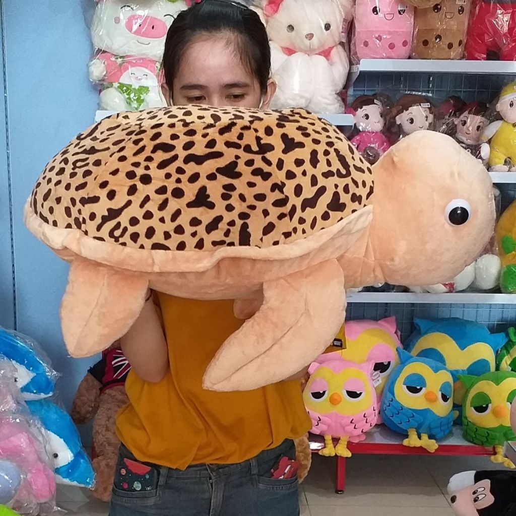 Boneka Penyu Kura Kura Turtle Coklat Hijau Besar Jumbo