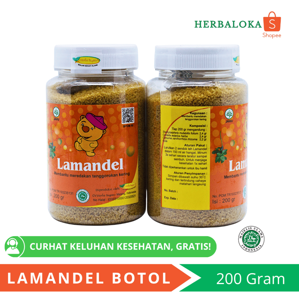 

Lamandel Bubuk Herbal 200gr Kemasan BOTOL - Obat Herbal untuk Amandel dan Tenggorokan Kering