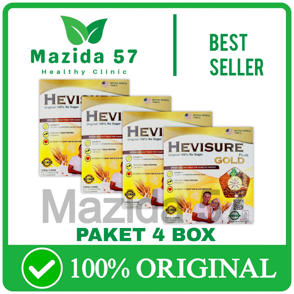 

4 Box Hevisure Gold Milk Susu Obat Diabetes Kencing Manis Insulin Pankreas Original Asli