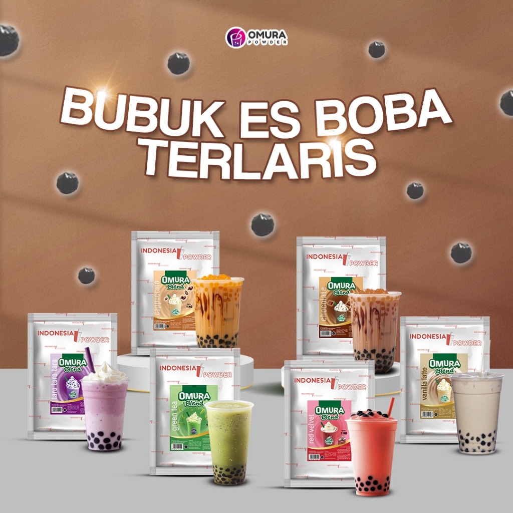 

[BUBUK ES BUBBLE] Bubuk Minuman Es Boba / Bubble Aneka Rasa HALAL BPOM Mengandung Susu Gula Dan Krimer Blend Series Instant Premium Drink Omura Powder 1 KG 500 GRAM
