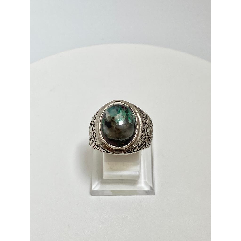 Cincin Batu Akik Bacan Leci Tembaga Biru