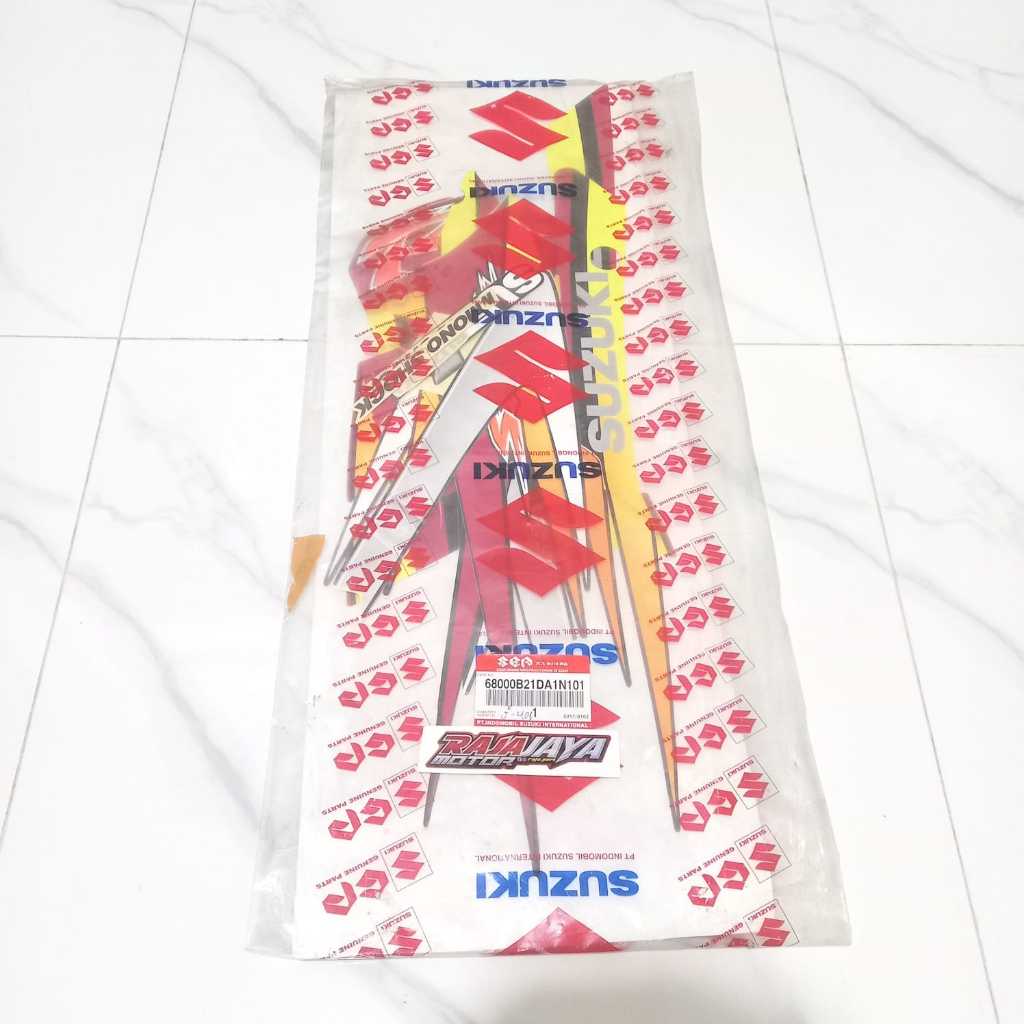 Striping sticker stiker gambar tempelan merah hitam suzuki satria 2 tak 2tak 2t hiu lscm malaysia me