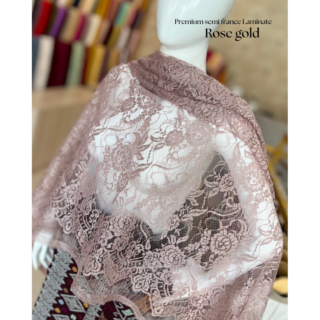 Kain Brokat  Semi prancis peremium Laminate - Rose Gold