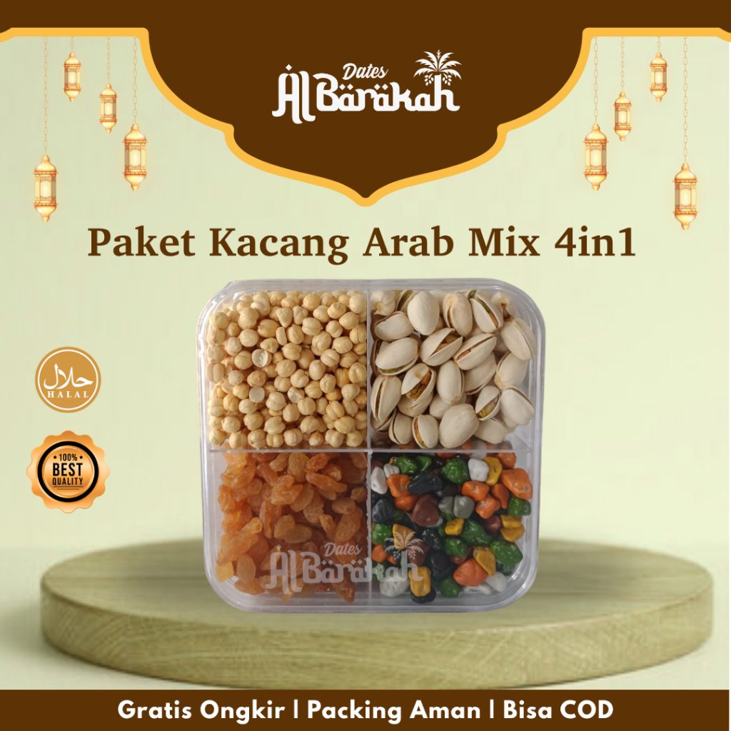 

Paket Kacang Spesial 4in1: Camilan Coklat Almond, Pistachio, dan Kacang Arab untuk Oleh-oleh Haji dan Umroh