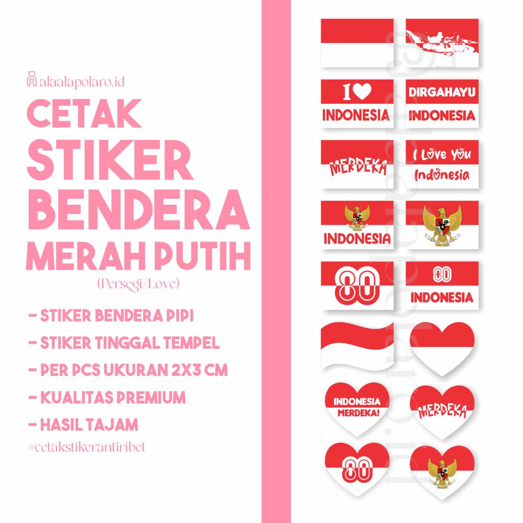 

(Isi 100 pcs) Stiker Bendera Pipi Merah Putih Indonesia Termurah