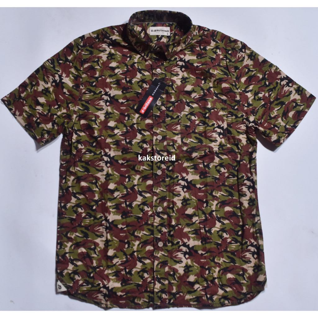 Kemeja Pria D.BRITANO Lengan Pendek Hijau Motif Abstrak KDB 04 #Kemeja Murah