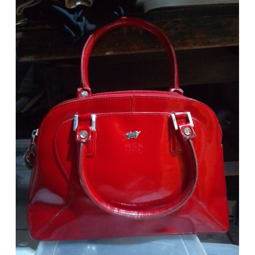 Red Patent leather Braun buffel Handbag / Tas tangan Braun buffel / elegant moment