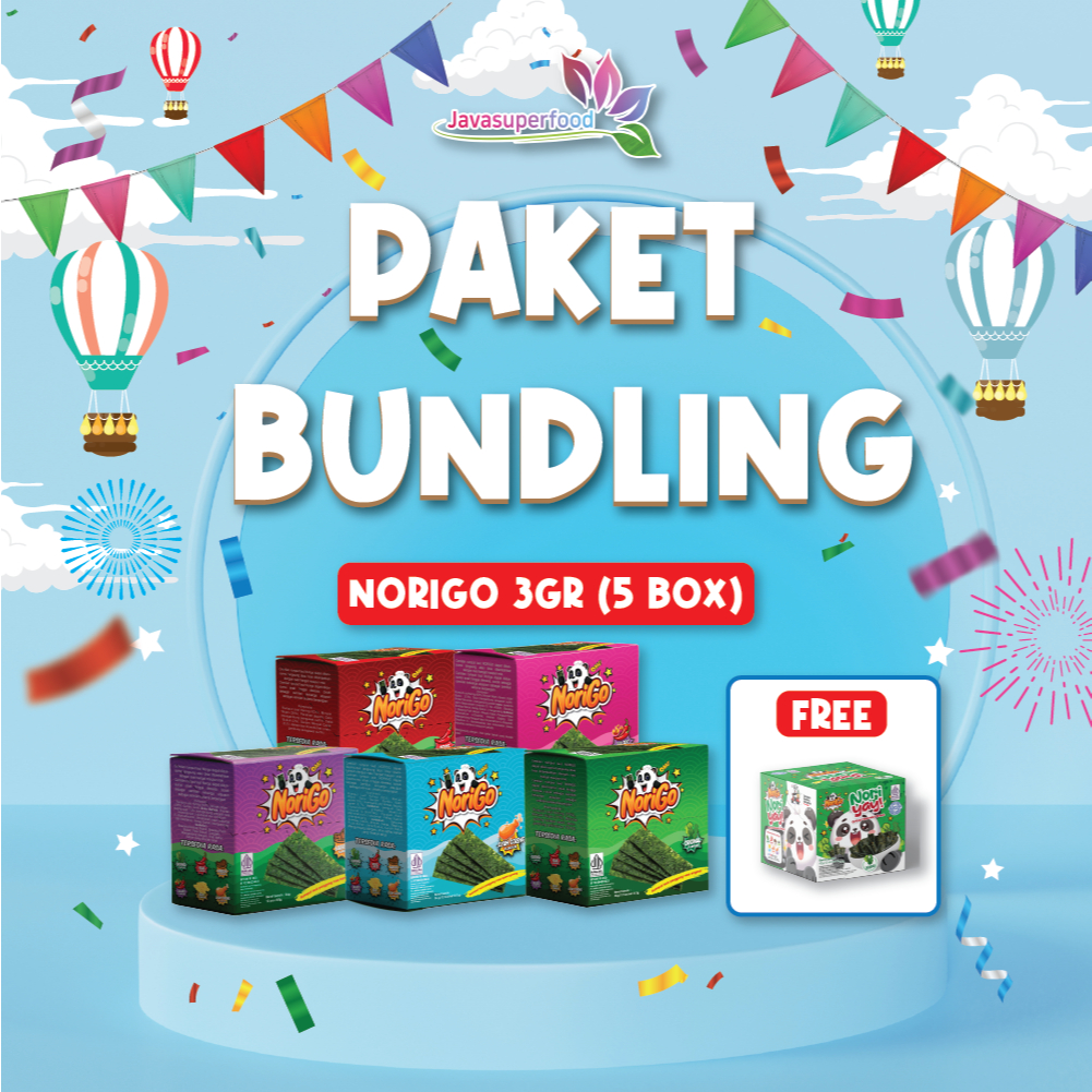 

(PAKET BUNDLING) HALAL NORIGO SNACK 3GR 5 BOX FREE 1 BOX NORI YAY
