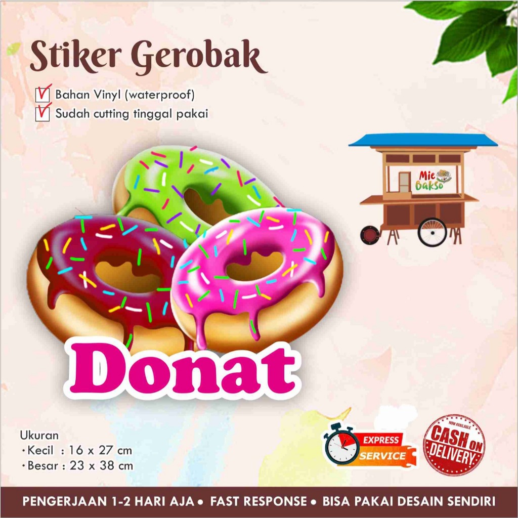 

STIKER KACA GEROBAK VINYL DONAT / LABEL MAKANAN
