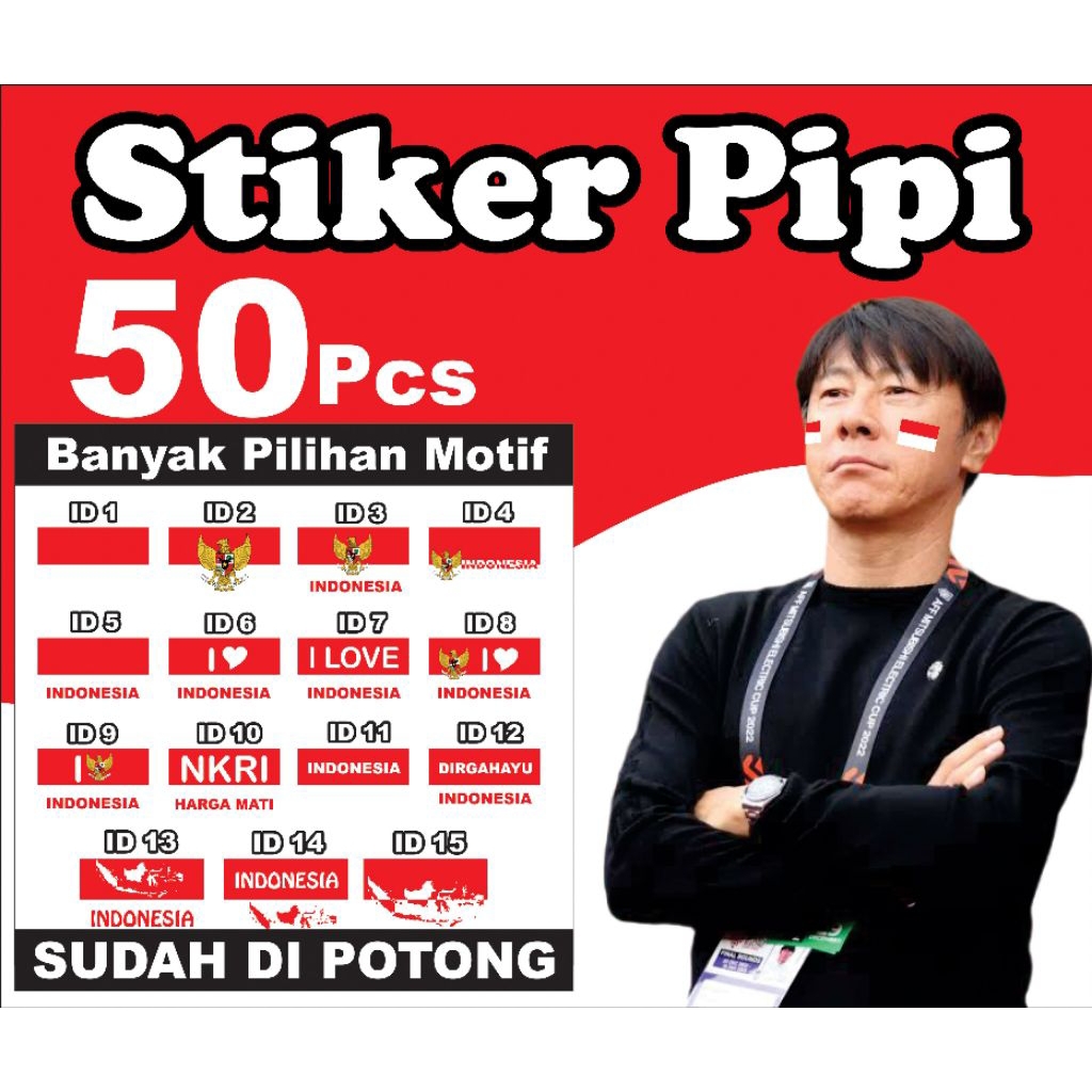 

50 Pcs STIKER MERAH PUTIH , sudah dipotong