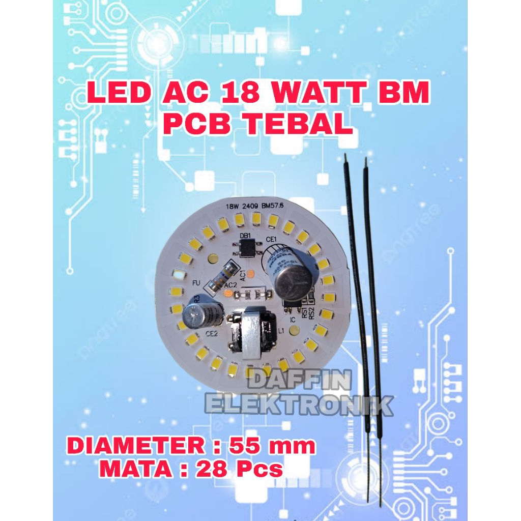 LED AC 18 Watt BM PCB TEBAL / Lampu Led 18 Watt BM