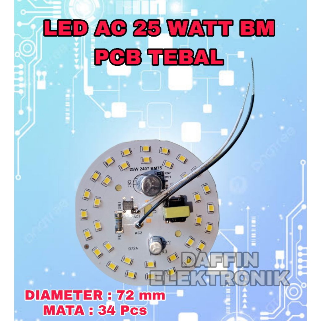 LED AC 25 Watt BM PCB TEBAL / Lampu Led 25 Watt BM PCB TEBAL