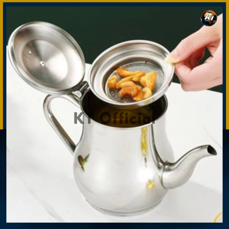 TEKO PENYARING MINYAK BEKAS STAINLESS ANTI KARAT/SARINGAN TEMPAT SISA MINYAK GORENGAN