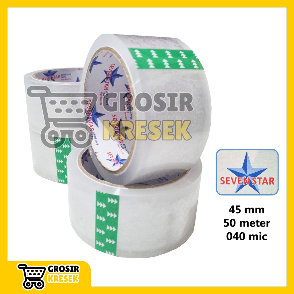 

[36 Pcs] T189 Lakban Bening SEVEN STAR 45mm 50 meter 040mic - Plester Clear Tape Transparan