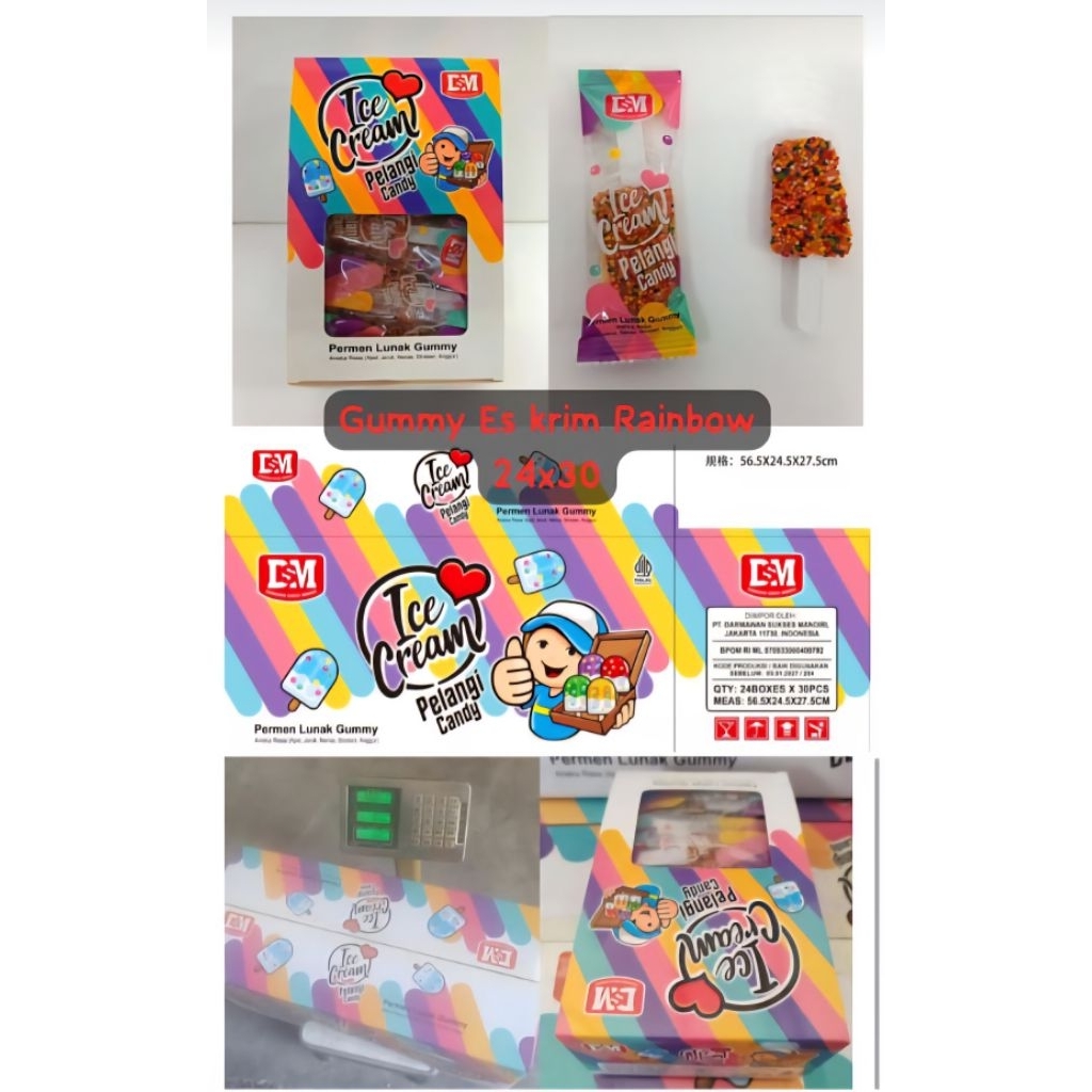 

Permen Cemilan Snack Gummy Yupi Lunak Ice Cream Rainbow Pelangi Es Krim Mainan Anak Murah (isi 30 pcs)