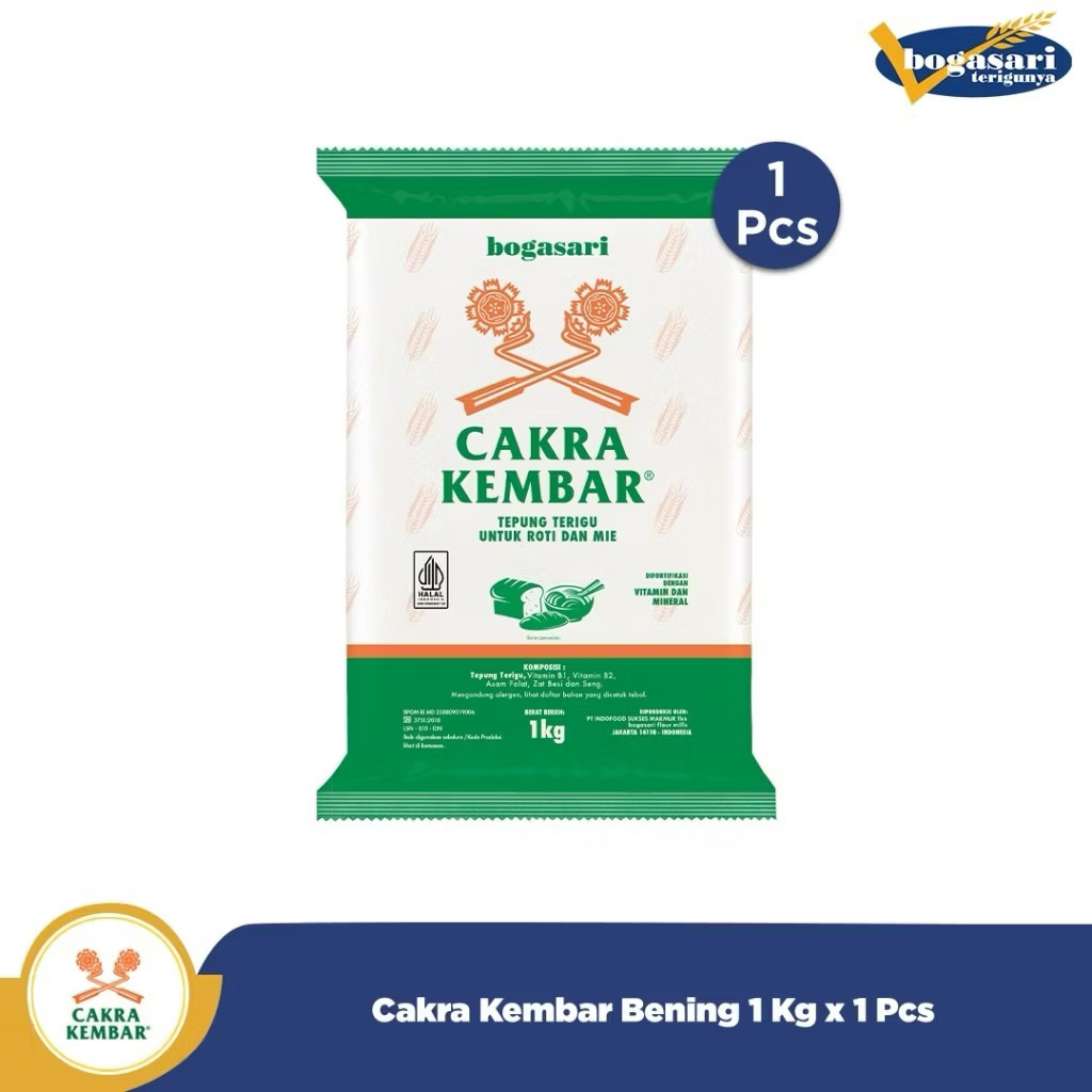 

1 PCS - BOGASARI CAKRA KEMBAR BENING 1 KG PROTEIN TINGGI