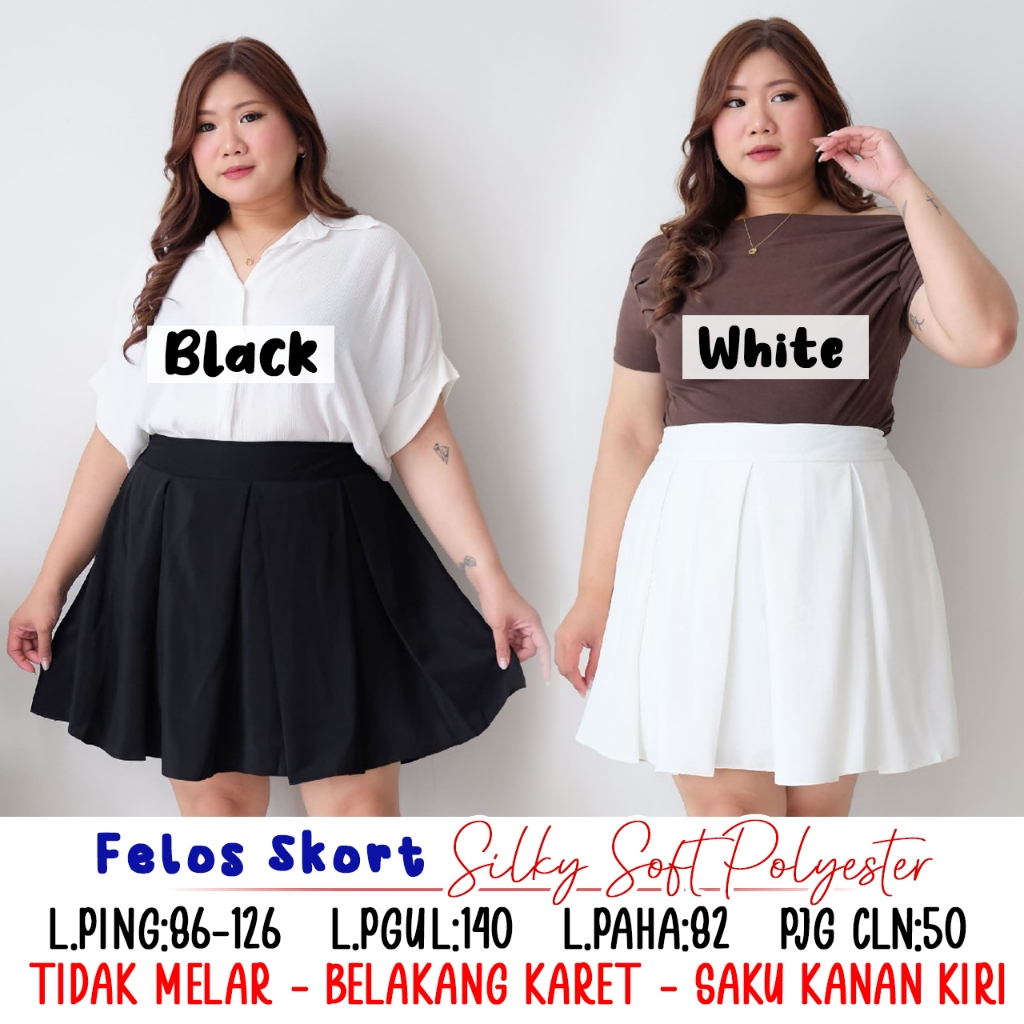 FELOS SKORTCELAN ROK WANITA MELAR STRETCH BIGSIZE JUMBO BESAR OVERSIZED MURAH
