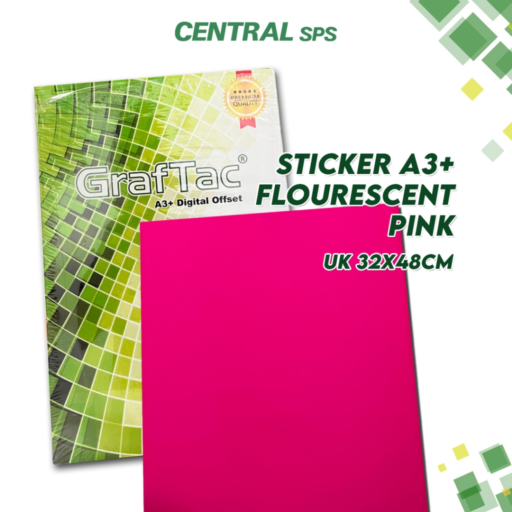 

Graftac Sticker Flourescent Pink A3+ Bahan 100 Lembar - CENTRAL sps